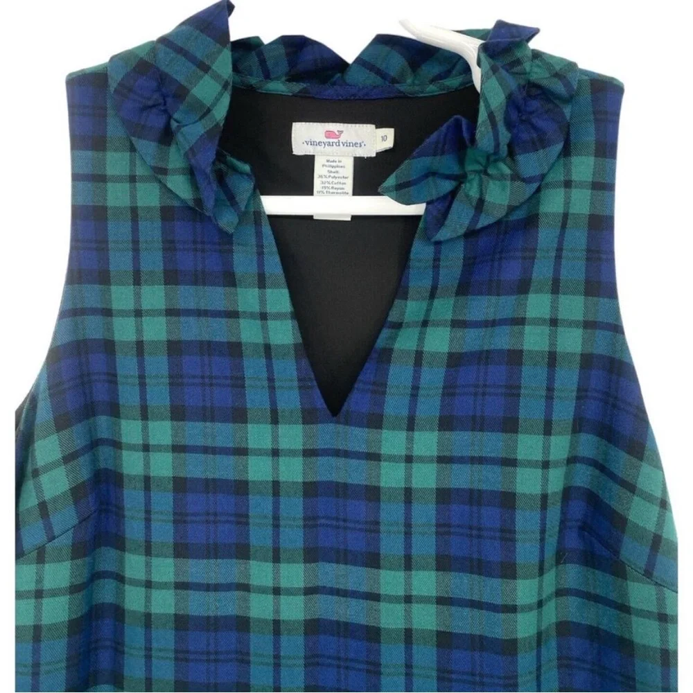 Vineyard Vines Blue and Green Plaid Midi Dress - Picture 6 of 7